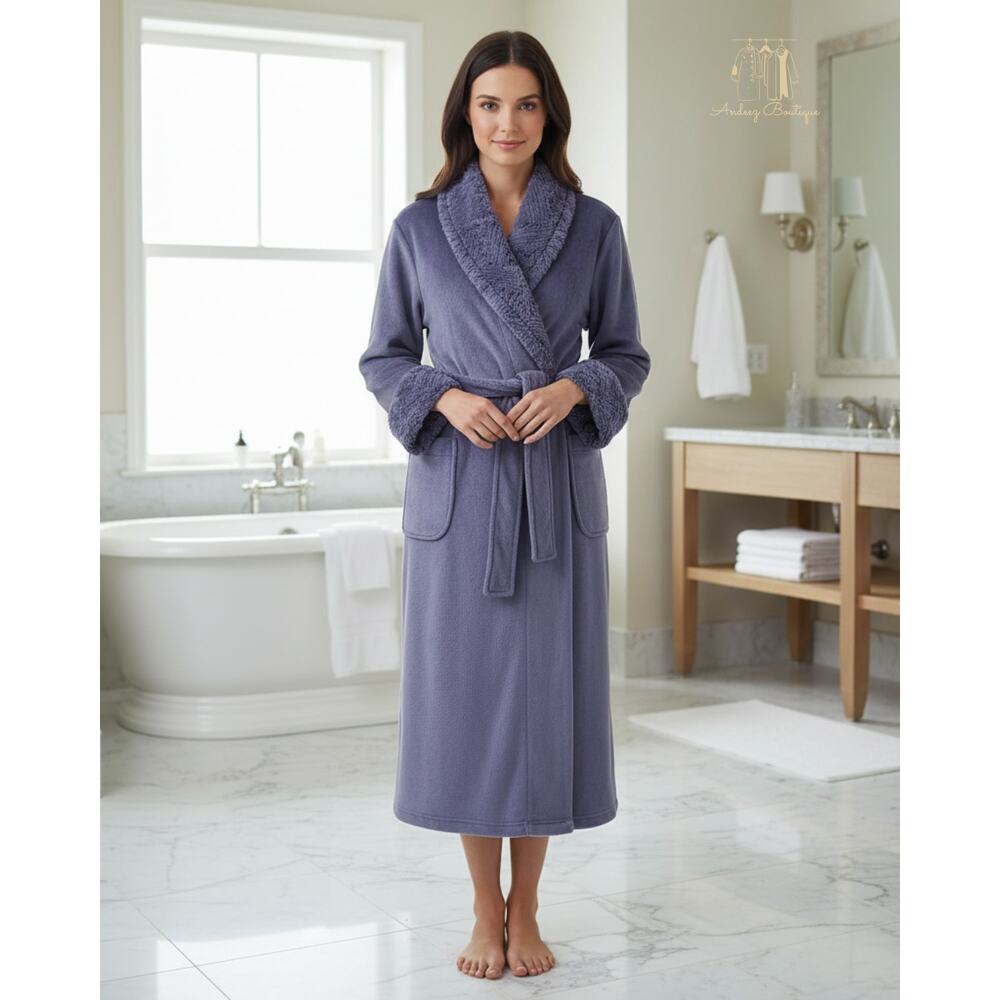Carole Hochman Shawl‎ Collar Plush Robe - Medium, Purple NWT